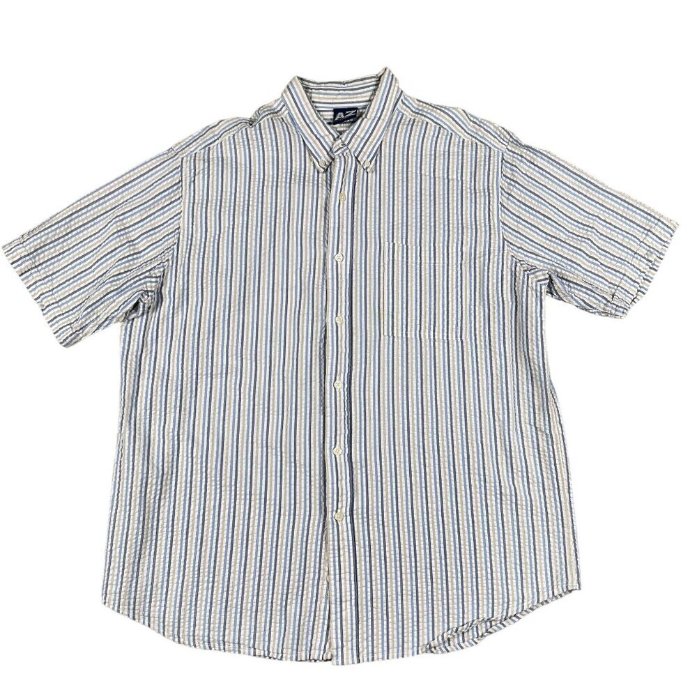 AZ Adventure Seersucker Button Down Shirt Size XL